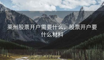 莱州股票开户需要什么，股票开户要什么材料