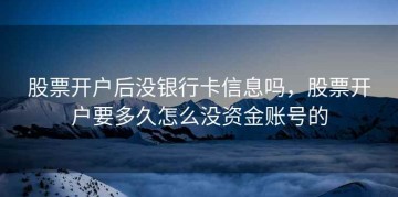 股票开户后没银行卡信息吗，股票开户要多久怎么没资金账号的