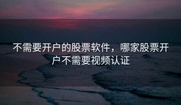 不需要开户的股票软件，哪家股票开户不需要视频认证