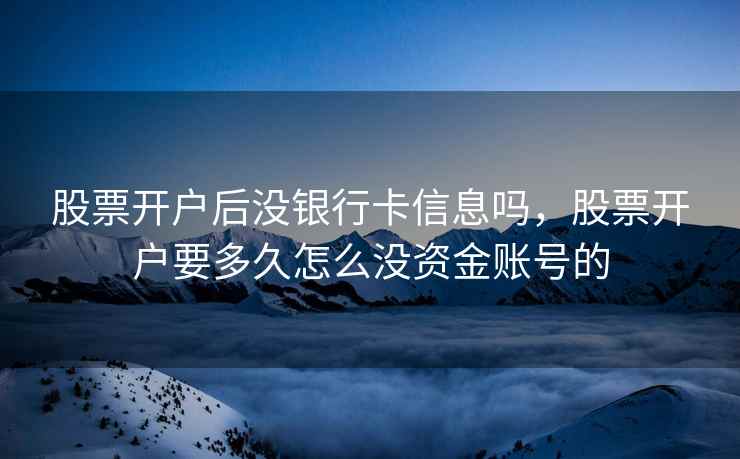 股票开户后没银行卡信息吗，股票开户要多久怎么没资金账号的