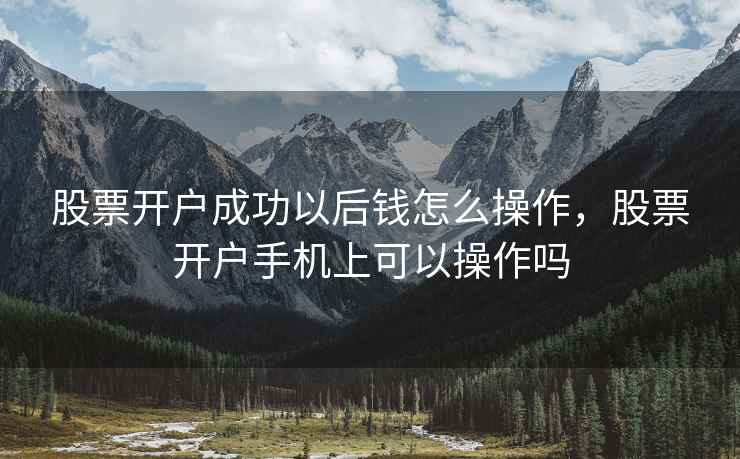 股票开户成功以后钱怎么操作，股票开户手机上可以操作吗