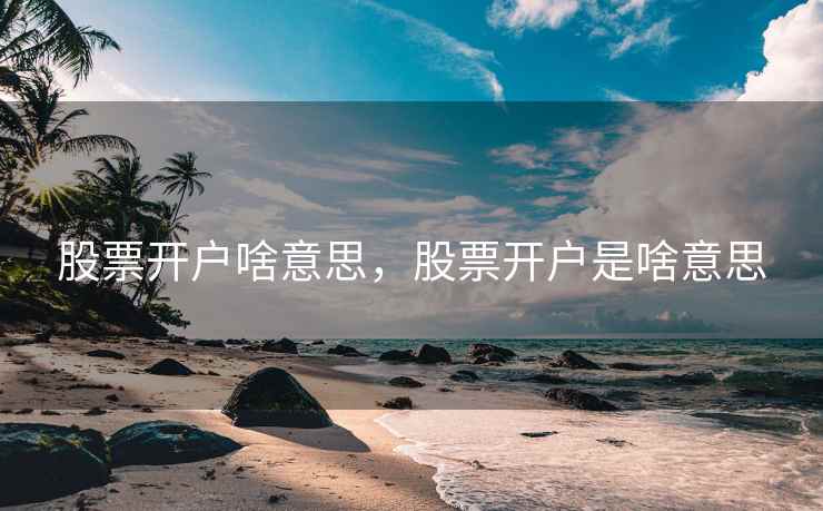 股票开户啥意思，股票开户是啥意思