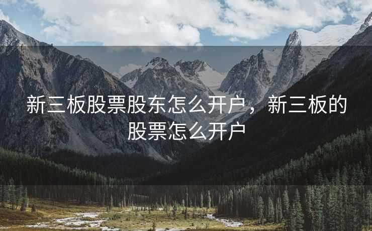 新三板股票股东怎么开户，新三板的股票怎么开户