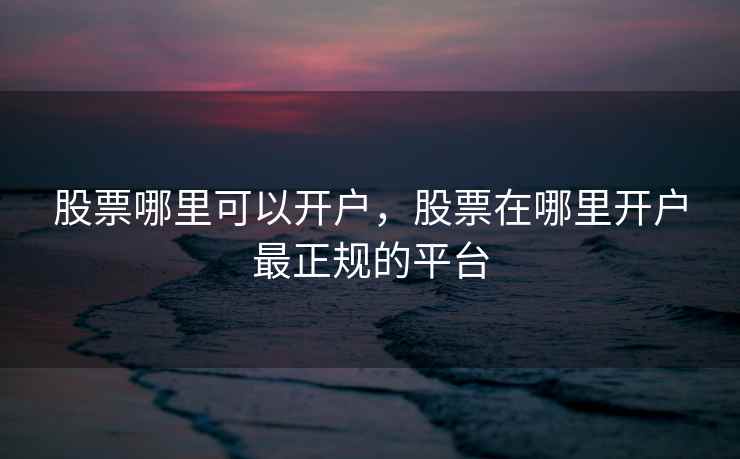 股票哪里可以开户，股票在哪里开户最正规的平台