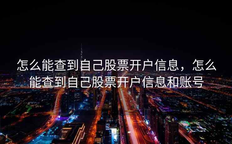 怎么能查到自己股票开户信息，怎么能查到自己股票开户信息和账号